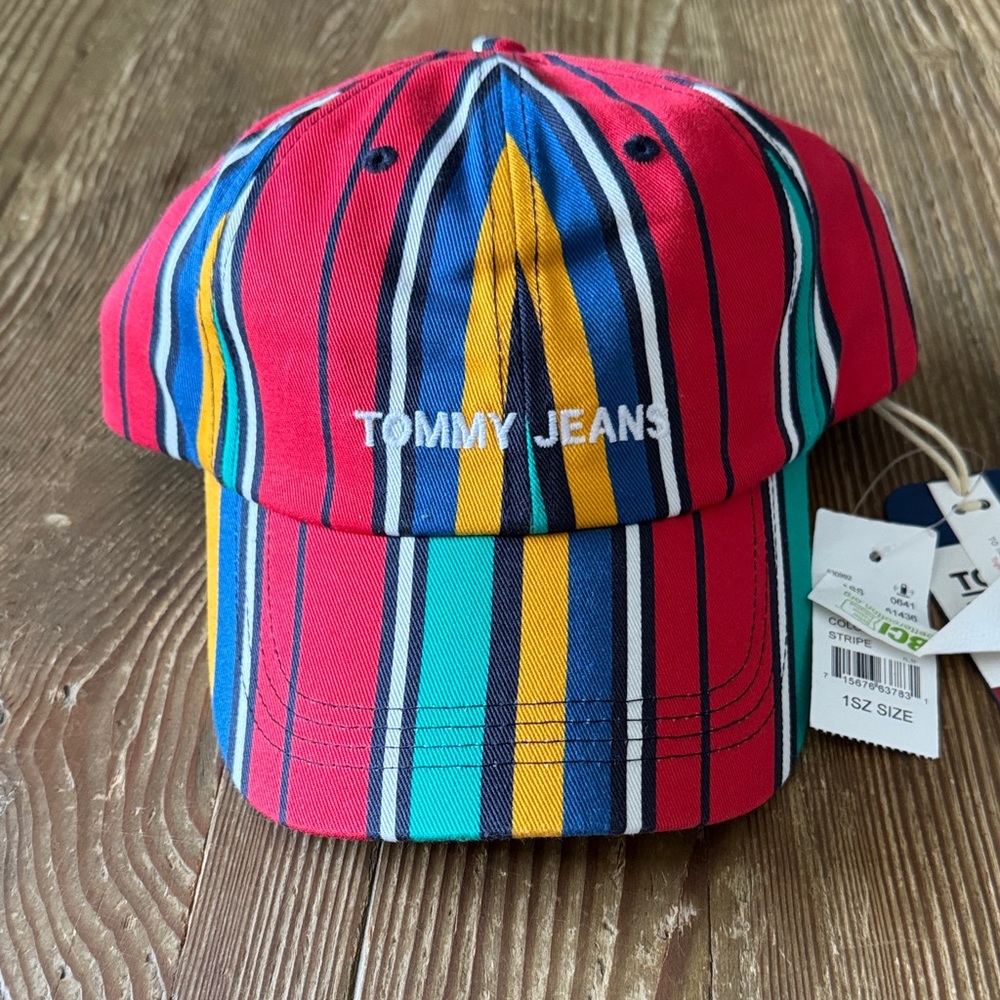 Tommy Hilfiger Multicolor Striped Baseball Cap - Red, Blue, Yellow, Teal